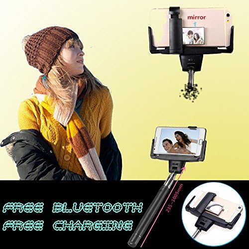 Selfie Stick with Bluetooth Wireless Remote Shutter By Cellac with 3 Sided Safety Clamp and Extendable Handle - Lifetime Guarantee