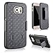 Galaxy S6 Case - Bomea Heavy Duty Hybrid Armor Defender Hard Case Cover Protector for Samsung Galaxy S6 - Belt Clip Holster with Kickstand - Black