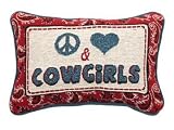 Manual Woodworkers & Weavers Peace Love Cowgirls Pillow with Corded Edges, 12-1/2 by 8-1/2-Inch
