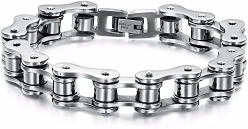 Lanroque Stainless Steel Huge Heavy Bicycle Chain Link Bracelet for Men - 8.0-Inch