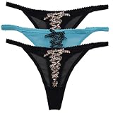 Ladies Sexy Dream Fit 3 Pack Mesh Sexy Front Lace Thong Underwear