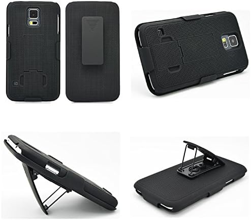 Airix Samsung Galaxy S5 Case Shell Holster Combo Belt Clip Holster Swivel Slim Hard Kickstand Case Cover (Black)