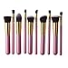 Unimeix 10 Pcs Premium Synthetic Kabuki Makeup Brush Set Cosmetics Foundation Blending Blush Eyeliner Face Powder Brush Makeup Brush Kit (Pink Golden)