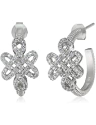 Freida Rothman Belargo Jewelry "GRAMERCY" Sterling Silver and Cubic Zirconia Love Knot Hoop Earrings