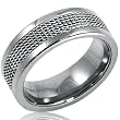 Mens 8mm Titanium Comfort Fit Mesh Inlay Wedding Band (Choose Your Ring Size 8-12 1/2)