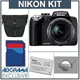 cheap Nikon Coolpix P80 Digital Camera Kit, Black With 8GB SD Memory Card, Fabric Case, Spare EN-EL5 Type Lithium-ion Battery. 2 Year Extended Service Coverage