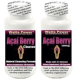 New Watts Power Pure Amazon Acai Berry 1200mg PDS & Acai Berry Extreme Cleanse Blend 1250mg Pds- Combo 2 Pack- Detox – Cleanse – Energy – Diet