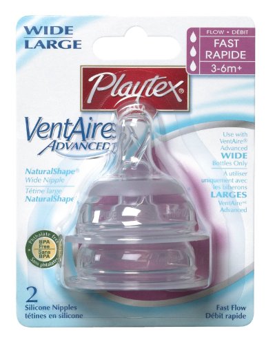 Playtex VentAire Natural Shape Nipple - Fast Flow - 2 pack --