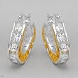 Hoops Earrings With 4.60ctw Cubic zirconia Crafted in 14K/925 Gold plated Silver. Total item weight 7.7g Length 23mm