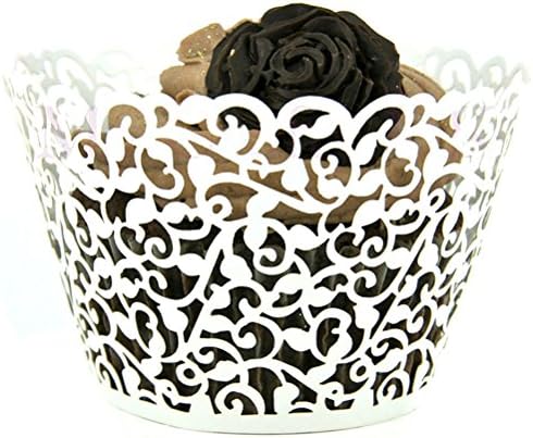 Mialand(TM) 50 Filigree Little Vine Lace Laser Cut Cupcake Wrapper Liner Baking Cup
