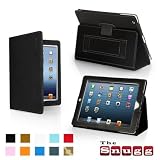 Snugg iPad 4 Case schwarz, Tasche/iPad-Hülle mit Smart Cover Funktion für das neue iPad - iPad 4 Zubehör mit Aufsteller, elastischer Handschlaufe, verstaubarer Stylus-Halterung und Premium Nubuck Innenfutter