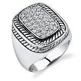 Sparkling Radiance: Designer Inspired Sterling Silver Cable Style Pave Diamond CZ Ring