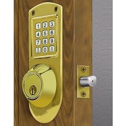 Electronic Keyless Deadbolt System - Bright Brass, #414