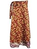 Indian Sari Wrap Skirt Two Layer Printed Long Vintage Silk Sarong Skirts