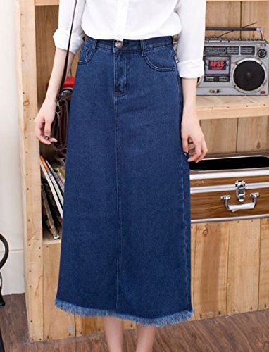 (ALLURE) デニム スカート ロング Aライン ペンシル タイトロング ブルー AF0510