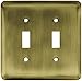Franklin Brass 64089 Stamped Steel Round Double Toggle Switch Wall Plate / Switch Plate / Cover, Antique Brass