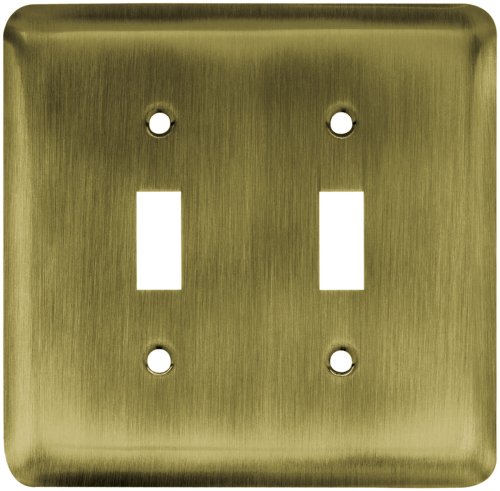 Franklin Brass 64089 Stamped Steel Round Double Toggle Switch Wall Plate / Switch Plate / Cover, Antique Brass