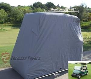 Deluxe 2 Passenger Golf Cart Cover, fits E Z GO, Club Car, 2 passenger and Yamaha G model, also fits organic transit's ELF - Grey