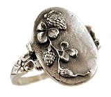 Victorian Style Sterling Silver Oval Thistle Whimsy Ring