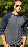 A.S. Tees High Quality 3/4 Mens Sleeve Baseball T-shirt Tee Shirt - Midnight Heather/Navy