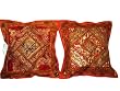 Thanksgiving-2 Deep Chestnut Sequin Embroidery Sari Toss Pillow Cushion Covers