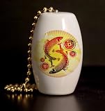 Asian Carp Porcelain Fan / Light Pull