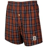 NCAA Detroit Tigers Navy Blue Plaid Event Boxer Shorts (Small)