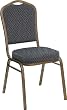 Hercules&trade; Series Crown Back Banquet Stack Chair with Goldvein Frame and Black Patterned Fabric [HF-C01-E26-BK-GG]