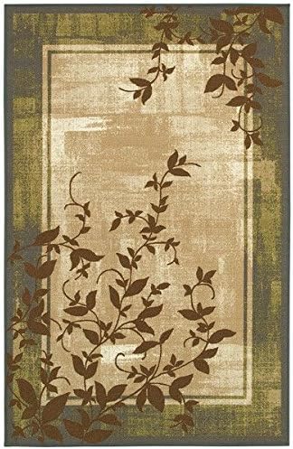 Style Haven Bordered Vines Grey/Beige Rug (4'4 x 6'9)