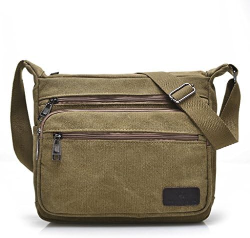 Daosen Vintage Canvas Large Unisex Messenger Sling Bag Casual Sport Shoulder Bag Messenger Bag Everyday Satchel Bag Khaki