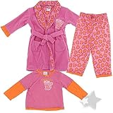 Pink and Orange Princess Cat Pajama and Bath Robe Sets for Toddlers and Girls