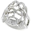 Sterling Silver Diamond Cut Face of Jesus Ring