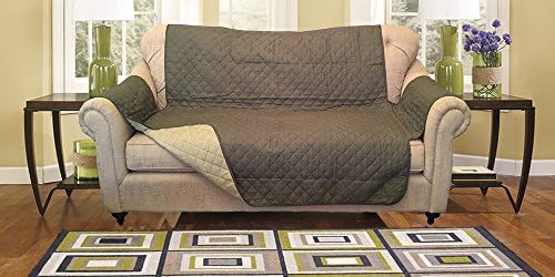 Reversible Furniture Protector with elastic strap. Comes in variation sizes. Choose from Sofa protector, Loveseat protector, and Chair protector. Protect your furniture from stains, spills, pets and children accidents (Love Seat, Olive/Sage)