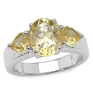 Buy 2.70 Carat Genuine Citrine Sterling Silver Ring by JewelzDirect