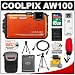 Nikon Coolpix AW100 Shock & Waterproof GPS 16.0 MP Digital Camera (Orange) with 16GB Card + Battery + Case + Tripod + Floating Strap + HDMI Cable + Cleaning Kit