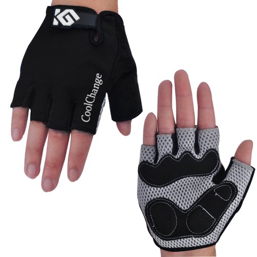CoolChange Special Wicking Shockproof Mountain Half Finger Glove Tri-color Optional Outdoor Sports Gloves Men' Cycling Short Glove (black, M) On Sale