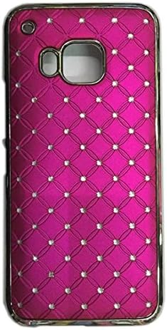 PIZU Luxury Sparkling Stars Series Plating Bling Rhinestone PC Hard Case Cover for HTC ONE M9 Hot Pink