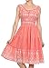Sakkas Women's Gwendolyn Sequin Embroidered Smocked Bodice Peasant Dress