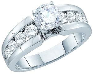 Gold and Diamonds R33008-W 1.75CT-DIA 0.88CT-CRD BRIDAL RING- Size 7