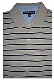 Men's Tommy Hilfiger Polo Shirt Size Medium - XXL Short Sleeved Gray, Navy & White Striped