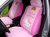 Teddy Bear & Hello Kitty Universal Car Front Seat Cover - 6pcs Full Set... *Pink* - Free Gift of Non-slip Dash Grip Pad Mat
