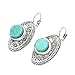 Tagoo Vintage Silver Alloy Round Inlaid Turquoise Drop Earrings