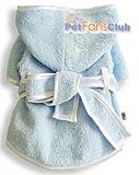 Blue Hooded Dog Bathrobe Large