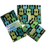 SnackTaxi Reusable Sandwich-sack Bag, Snack-sack Bag and Twice-as-nice Napkin Groovy Guitar Lime Set.