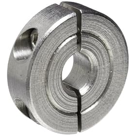 Climax Metal H2C-025-S Shaft Collar, Stainless Steel, Two Piece , Clamp Style, 1/4" Bore, 13/16" OD, 1/4" Wide, With 4-40 Clamp Screw