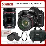 Canon EOS 5D Mark II 21.1MP Full Frame CMOS Digital SLR Camera Canon Zoom Wide Angle-Telephoto EF 24-70mm f/2.8L USM Autofocus Lens With SSE Essential Kit - Includes Replacement LP-E6 Battery, Rapid Travel Charger w/ Car Adapter, Soft Carrying Case, UV Protective Filter & Microfiber Cleaning Cloth