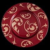 IMAGE OF Red & Gold Swirl Charger Dinner Plate (13