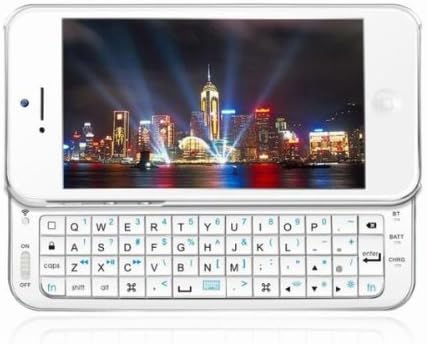 Portable Sliding-out Bluetooth Wireless keyboard with Backlit for Apple iPhone5/5S (White)