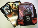 Star Wars Backpack - Dark Commander Darth Vader with Lightsaber and BONUS Stars Wars Spiral Notebook and 2 Star Wars Folders