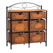 6-Drawer Wicker Storage - Black